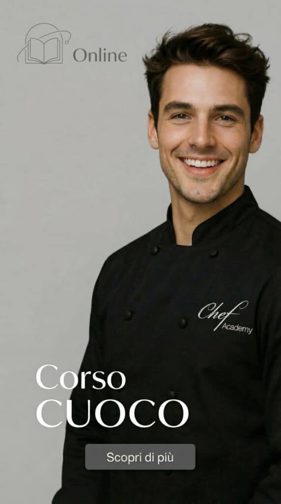 Allievo in divisa professionale, immagine di presentazione del Corso per CUOCO online di Chef Academy.